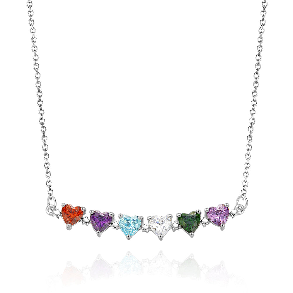Personalized Heart-Shaped Birthstone Necklace Anniversary Birthday Gift for Her - DigiVirt