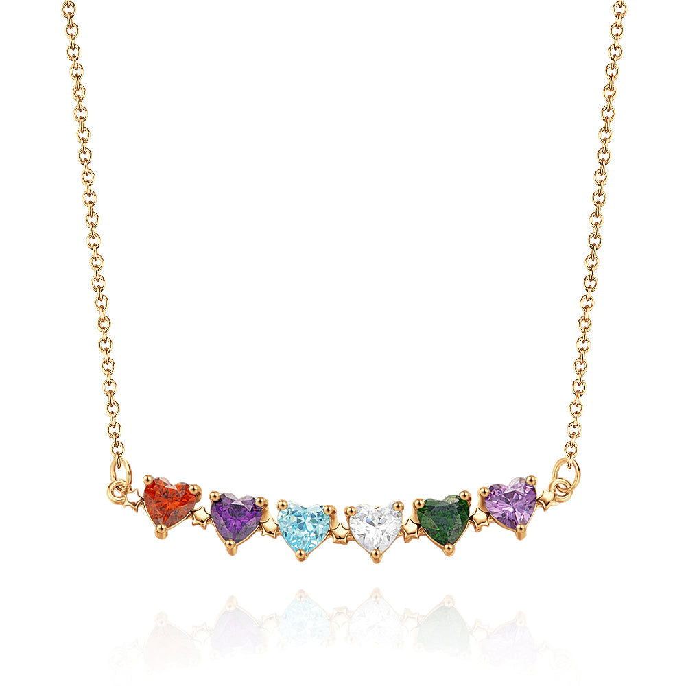 Personalized Heart-Shaped Birthstone Necklace Anniversary Birthday Gift for Her - DigiVirt