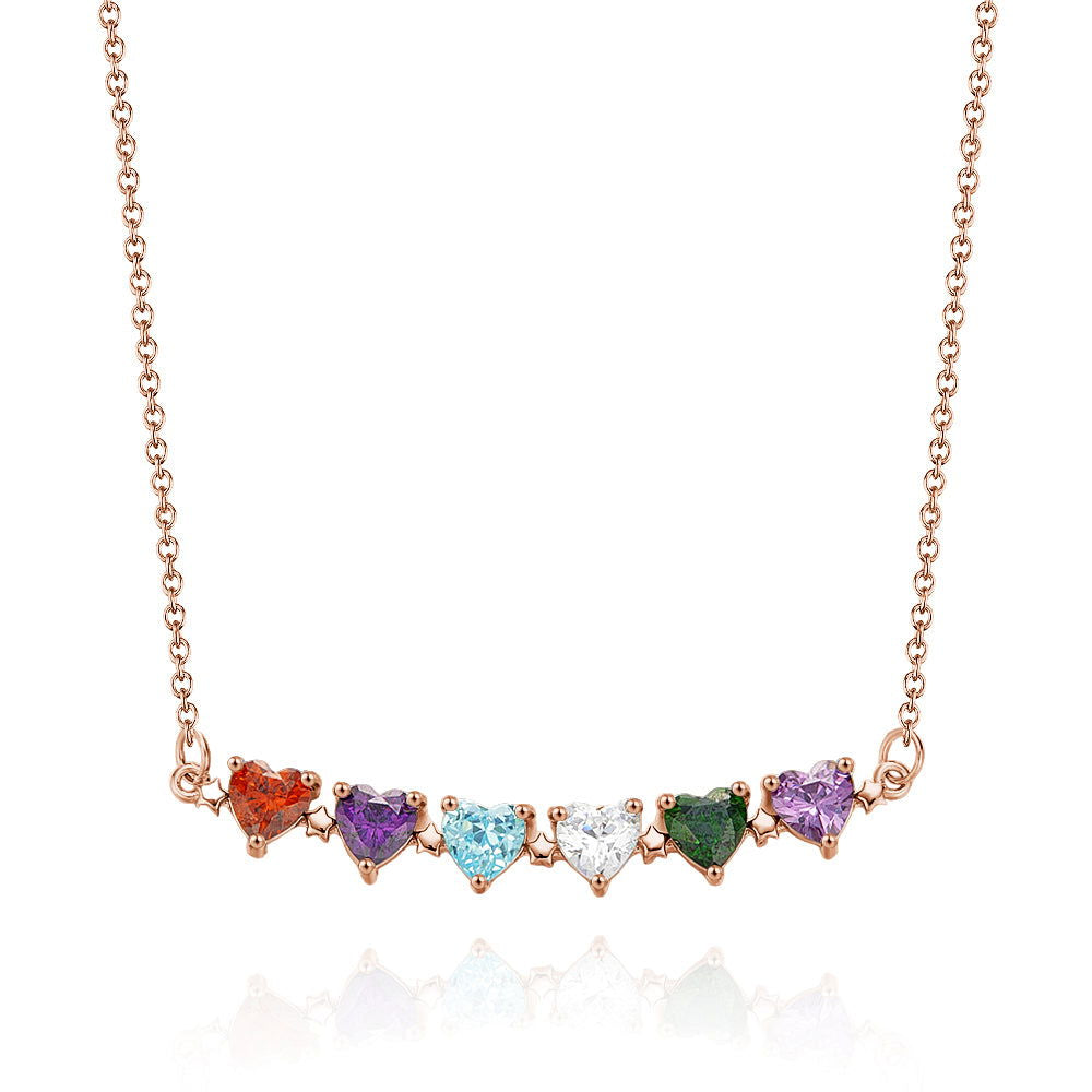 Personalized Heart-Shaped Birthstone Necklace Anniversary Birthday Gift for Her - DigiVirt