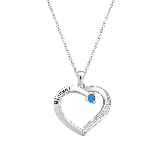 Personalized Heart Necklace Custom Family Name Birthstone Necklace Gift for Mother Grandma - DigiVirt