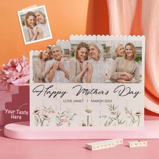 Personalized Horizontal Building Brick Custom Photo Block Happy Mother's Day - DigiVirt