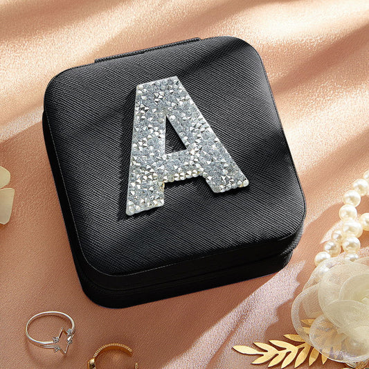 Personalized Jewelry Box with Glitter Letter Bridesmaid Gift for Her - DigiVirt