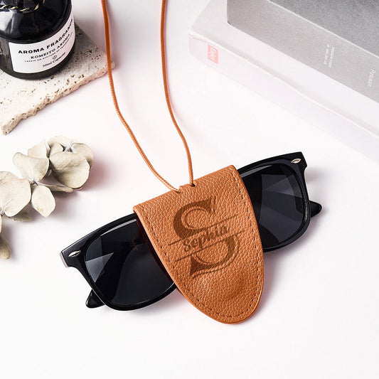 Personalized Leather Magnetic Glasses Clip Lanyard Birthday Gift for Travel Lover - DigiVirt