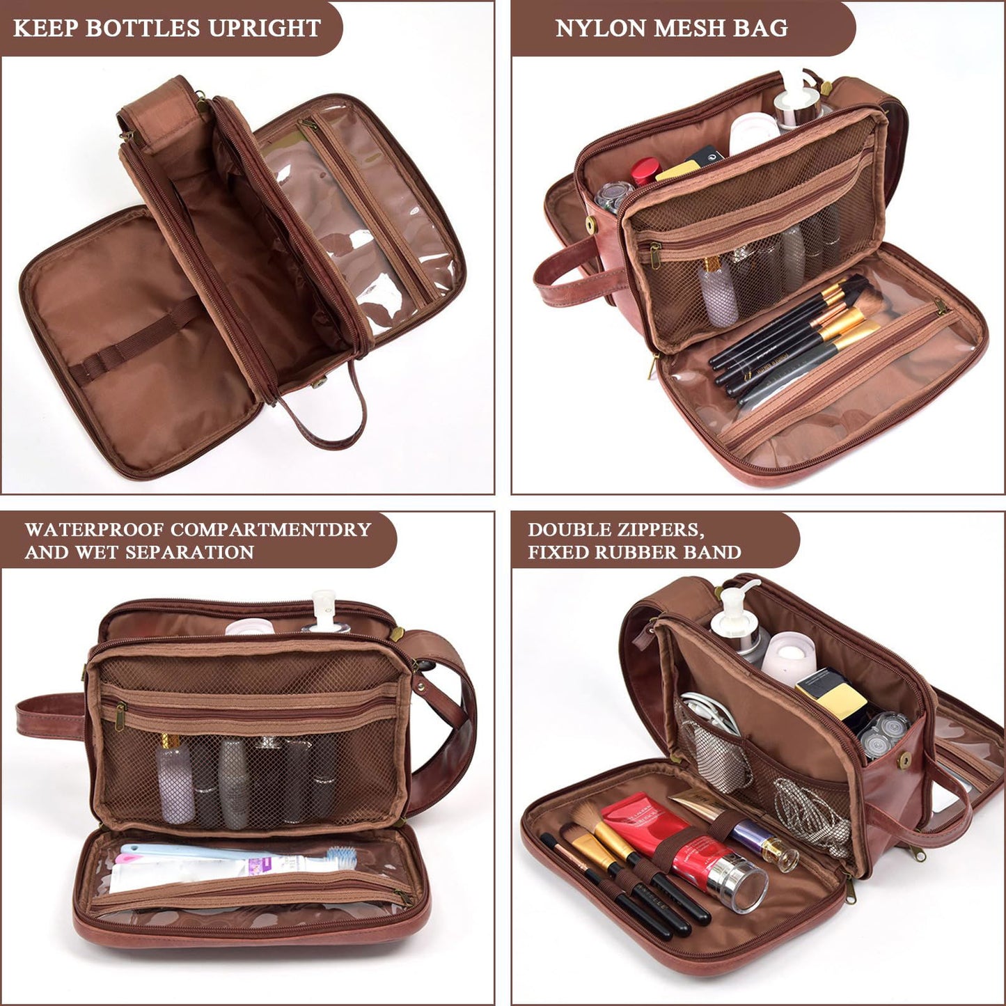 Personalized Leather Toiletry Bag for Men,Custom Engraved Travel Shaving Dopp Kit Bag,Customized Name&Logo Gift for Father,Husband, Boyfriend,Groomsmen,Anniversary,Birthday - DigiVirt
