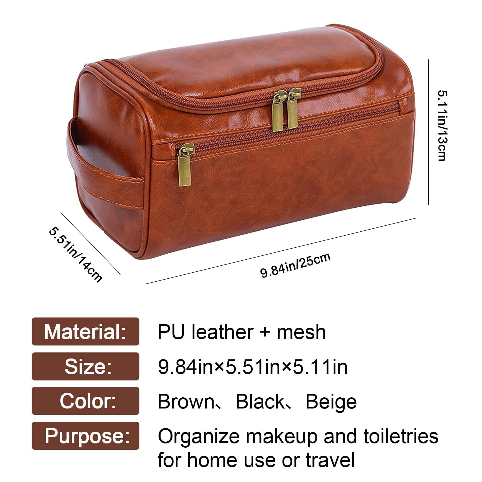 Personalized Leather Toiletry Bag for Men,Custom Engraved Travel Shaving Dopp Kit Bag,Customized Name&Logo Gift for Father,Husband, Boyfriend,Groomsmen,Anniversary,Birthday - DigiVirt