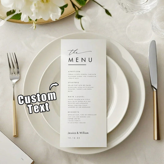 Personalized Minimalist Wedding Menu Card Wedding Dinner Menu - DigiVirt