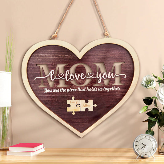 Personalized Mom Heart Puzzle Plaque You Are the Piece That Holds Us Together Mother's Day Gift - DigiVirt