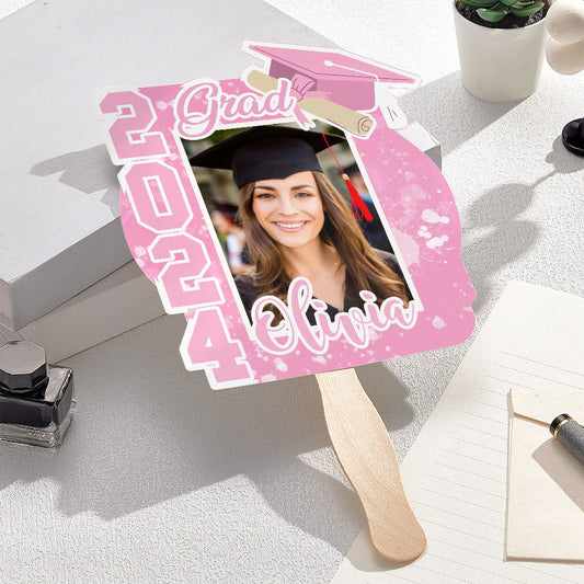 Personalized Multicolor 2024 Grad Graduation Photo Fan with Name Photo Props Graduation Gift for Graduate - DigiVirt