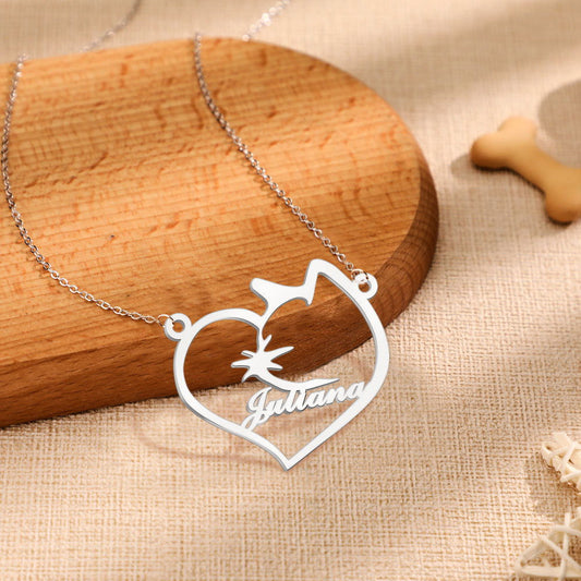 Personalized Name Heart Pet Memorial Necklace Memorial Gift for Her - DigiVirt