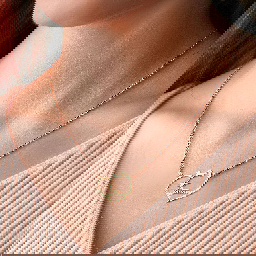 Personalized Name Heart Pet Memorial Necklace Memorial Gift for Her - DigiVirt