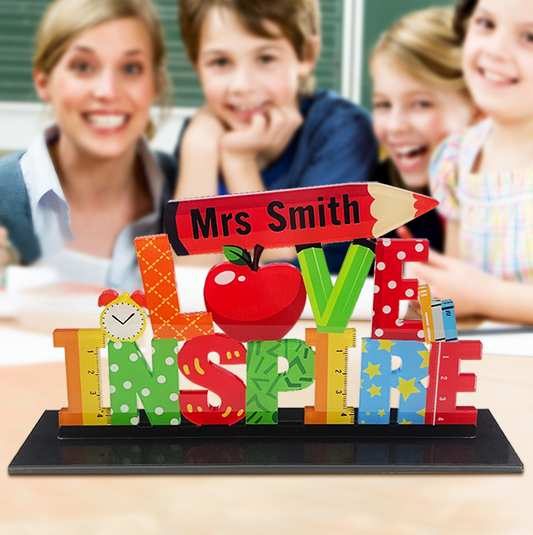 Personalized Name Love Inspire Teacher Desk Sign - DigiVirt