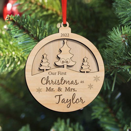 Personalized Our First Christmas Ornament Christmas Gift for Newlyweds - DigiVirt
