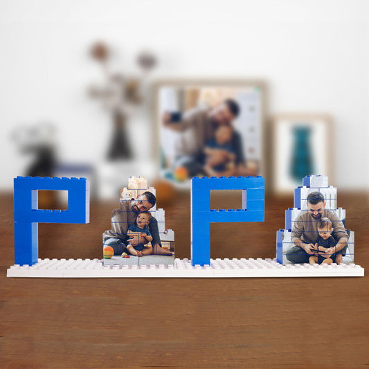 Personalized Papa Photo Building Brick Puzzles Photo Block Father's Day Gifts - DigiVirt