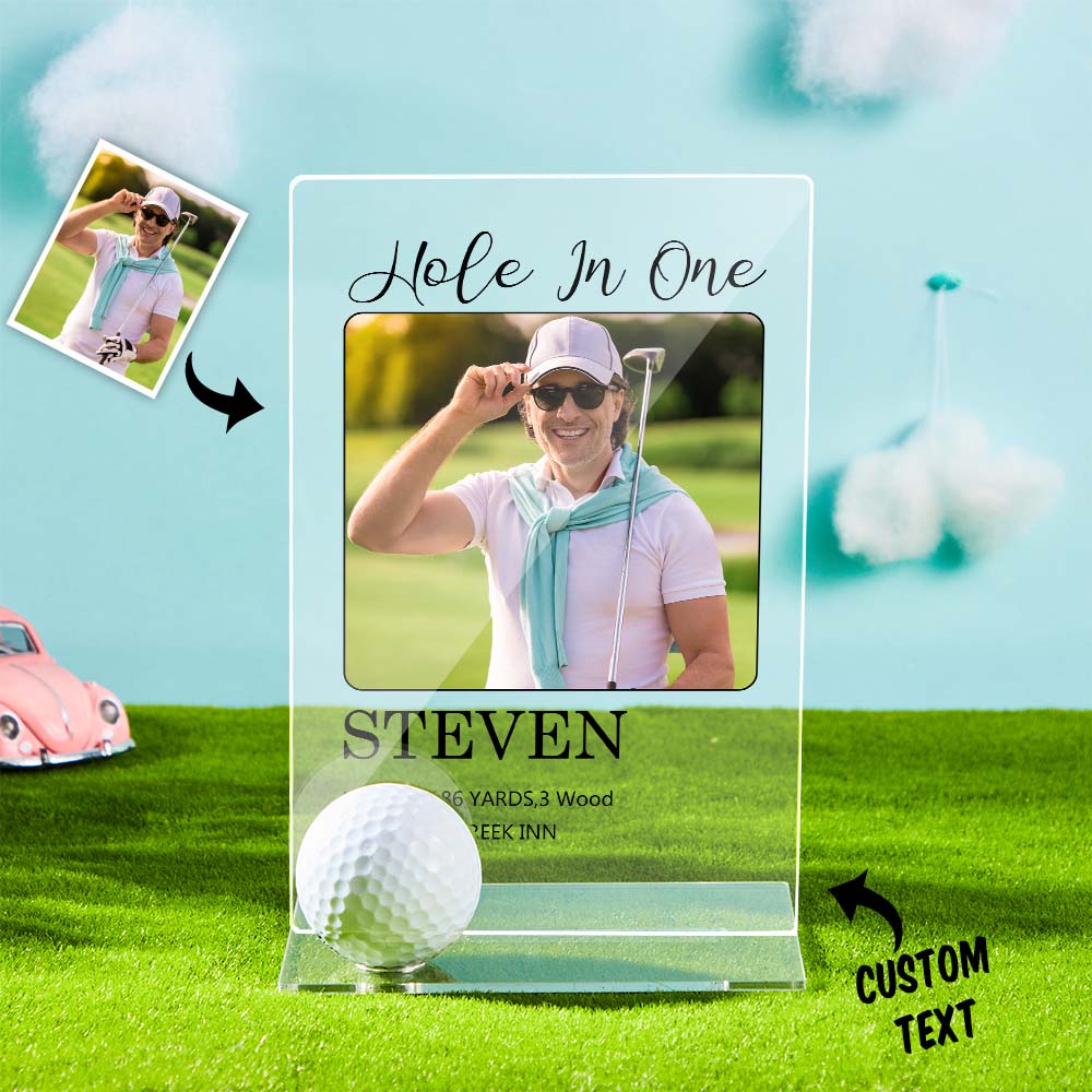 Personalized Photo Acrylic Golf Plaque Custom Golf Ball Display Hole in One Plaque Gifts for Golf Lover - DigiVirt