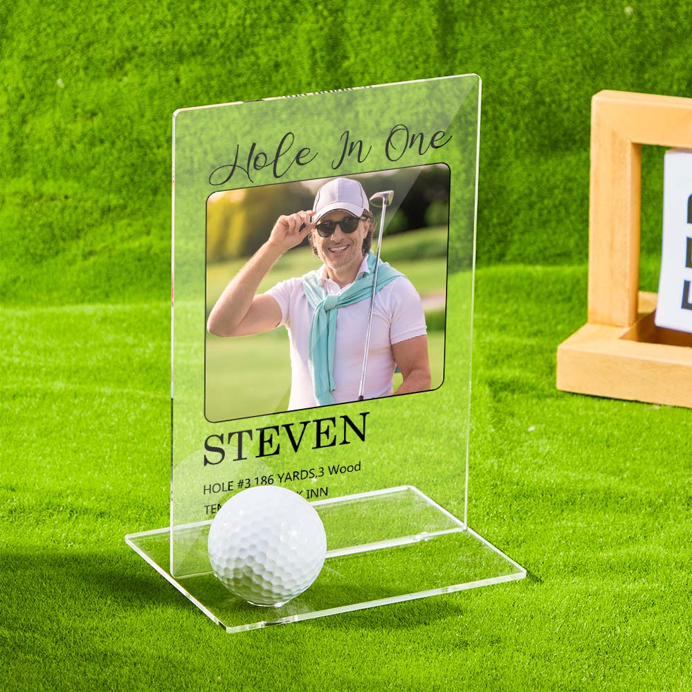 Personalized Photo Acrylic Golf Plaque Custom Golf Ball Display Hole in One Plaque Gifts for Golf Lover - DigiVirt