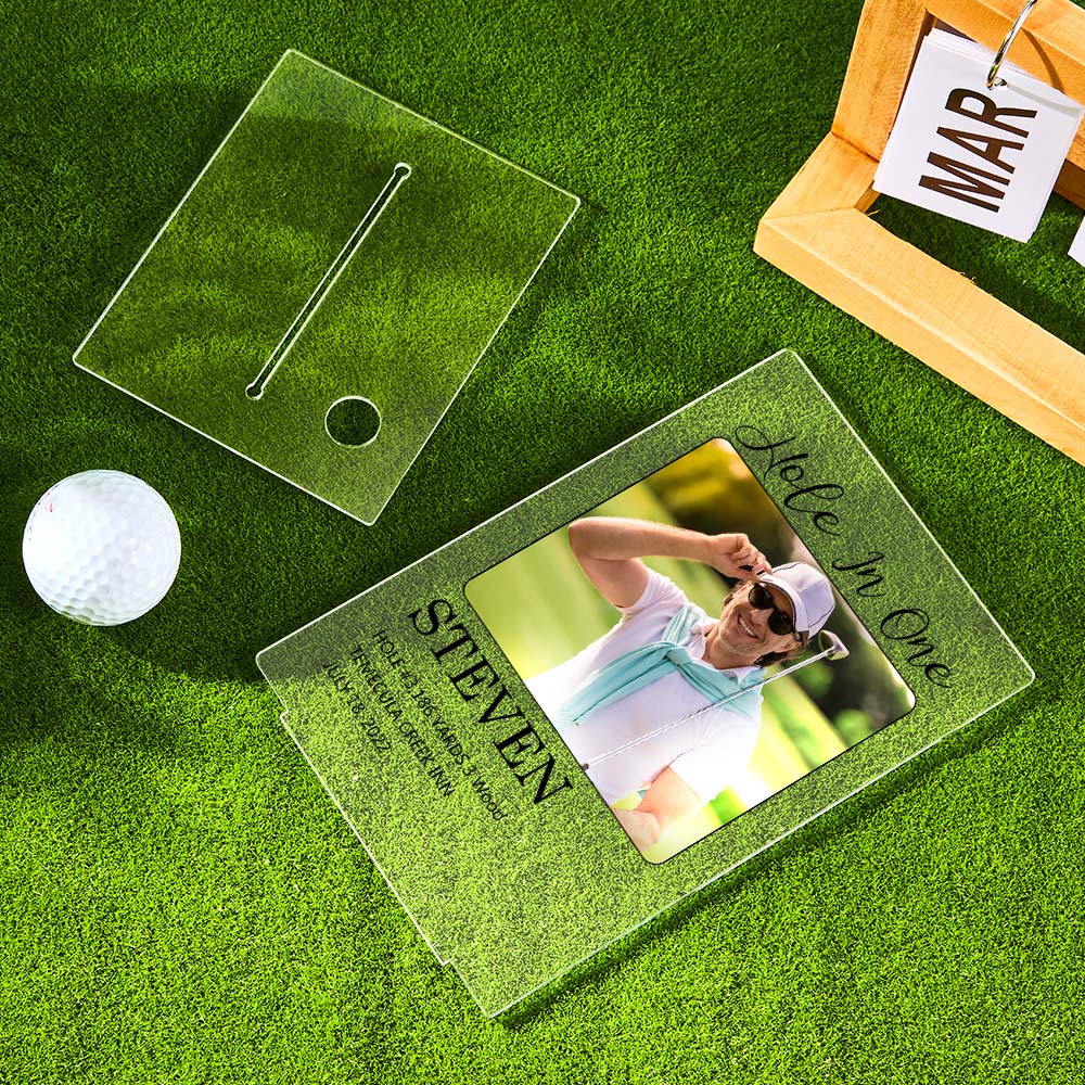 Personalized Photo Acrylic Golf Plaque Custom Golf Ball Display Hole in One Plaque Gifts for Golf Lover - DigiVirt
