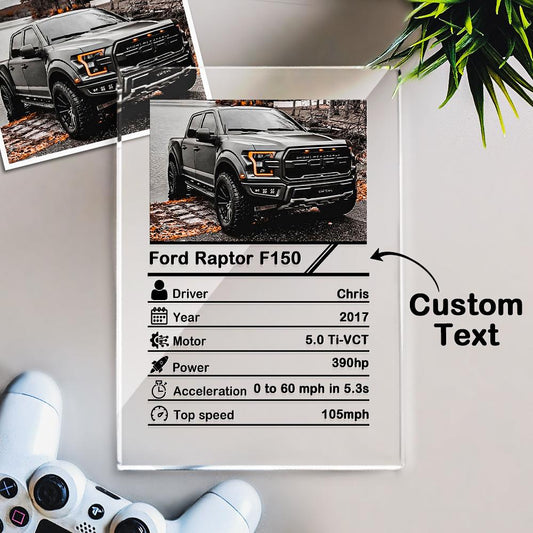 Personalized Photo Acrylic Plaque Custom Car Information Table Decor Ornament - 12*16cm - DigiVirt
