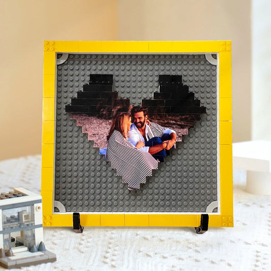 Personalized Photo Building Brick Puzzles Custom Heart Shape Building Block Picture Frame Unique Gifts for Lover - DigiVirt