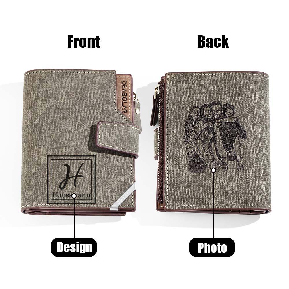 Personalized Photo Men's Foldable Leather Wallet with Text Father's Day Birthday Gift for Him - DigiVirt