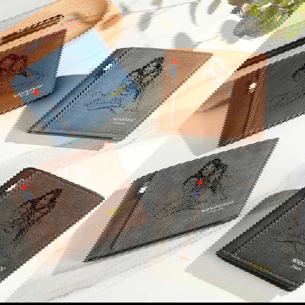 Personalized Photo PU Leather Wallet with Text Men's Foldable Wallet Birthday Gift for Him Wedding Gift - DigiVirt