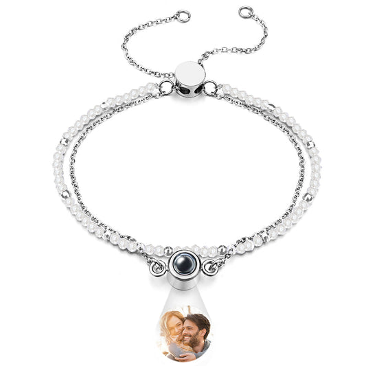 Personalized Photo Projection Crystal Double Layers Bracelet Wedding Gift - DigiVirt