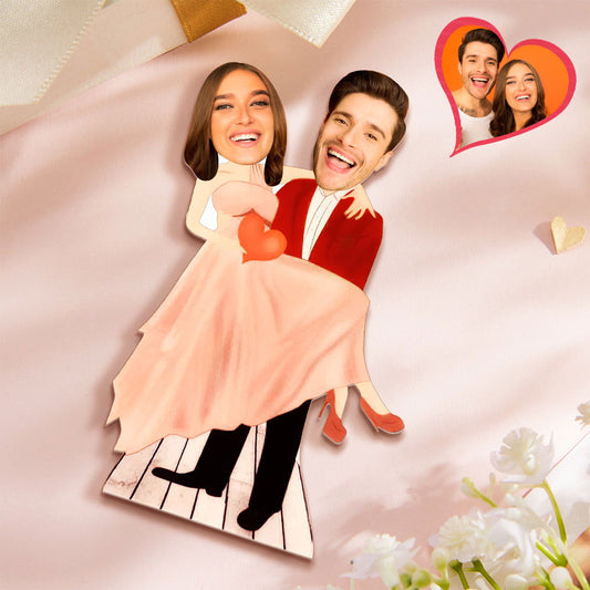 Personalized Plaque Carry Your Love Caricature Couple Custom Face MiniMe Decor Gift for Lover - DigiVirt