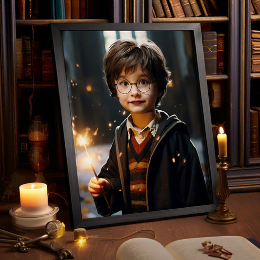Personalized Portrait from Photo Custom Face Harry Potter Wooden Frame Gifts for Kids / Son - DigiVirt