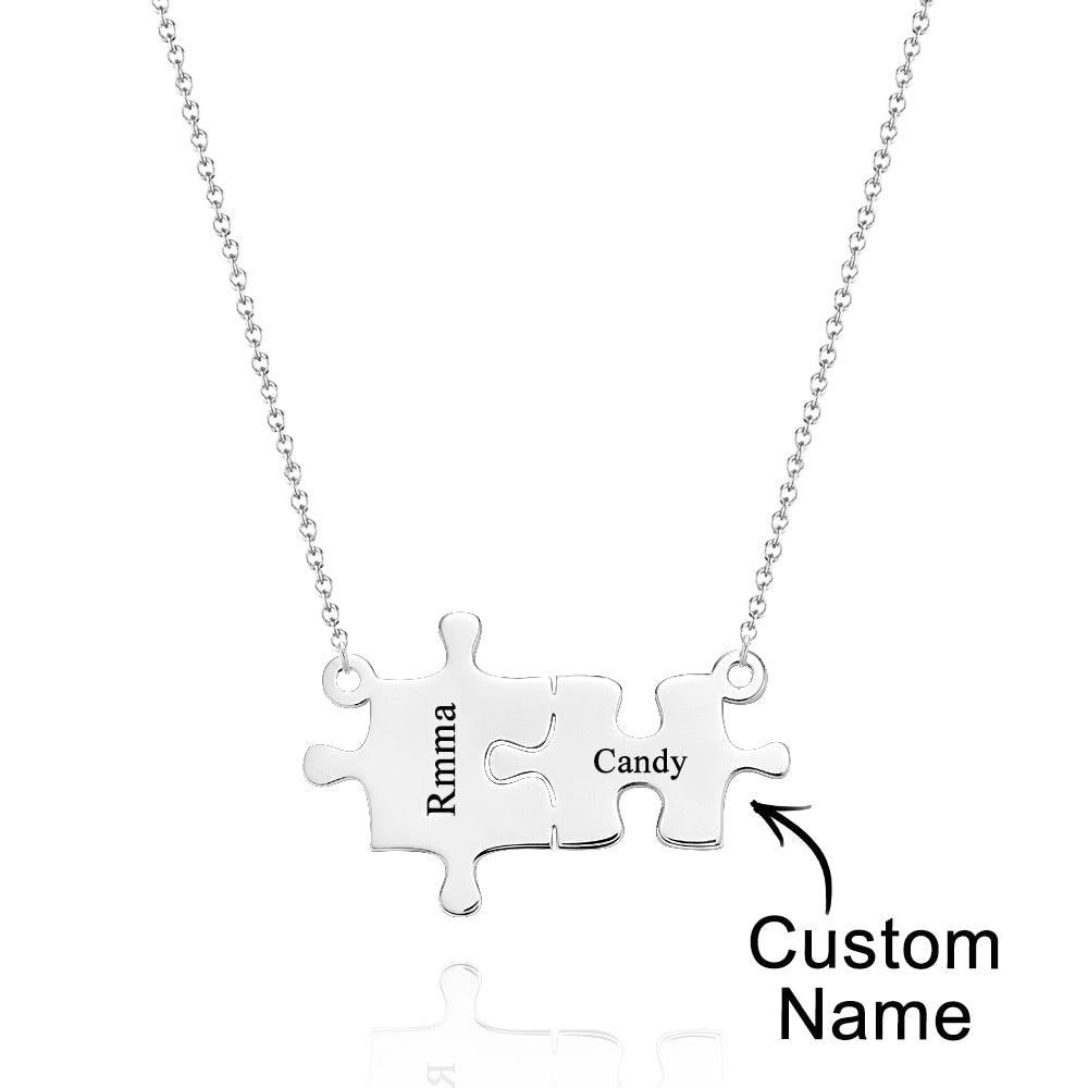Personalized Puzzle Necklace Custom Name Engraved Necklace Jewelry Gift for Her - DigiVirt