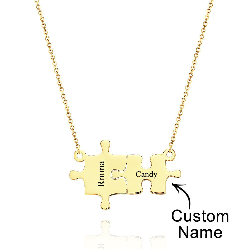 Personalized Puzzle Necklace Custom Name Engraved Necklace Jewelry Gift for Her - DigiVirt