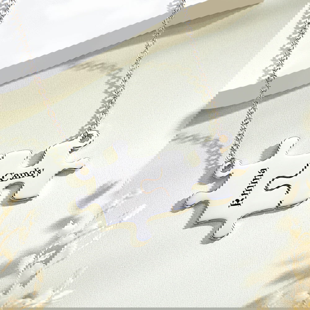 Personalized Puzzle Necklace Custom Name Engraved Necklace Jewelry Gift for Her - DigiVirt