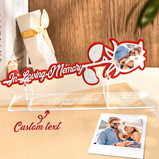 Personalized Rose Acrylic Ornament Custom Photo In Loving Memory Rose Sign - DigiVirt