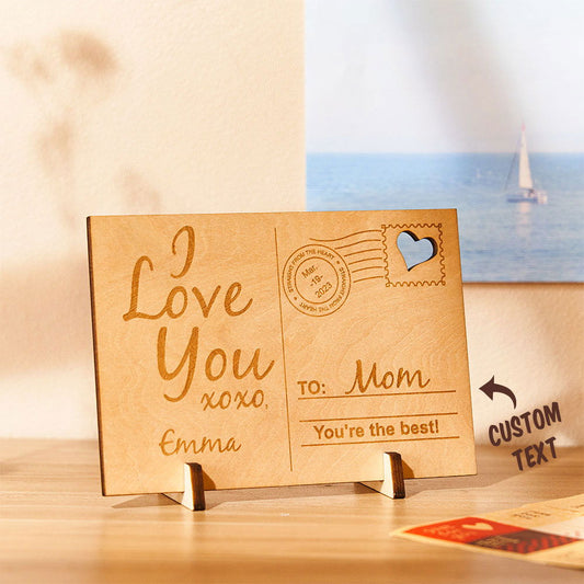 Personalized Sending Love Message Wood Standing Custom Postcard Gifts - DigiVirt