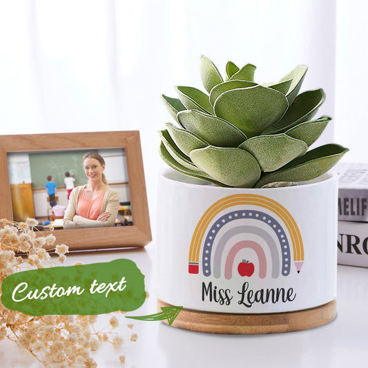 Personalized Teacher Flower Pot Rainbow Planter Back to School Gift for Teacher - DigiVirt
