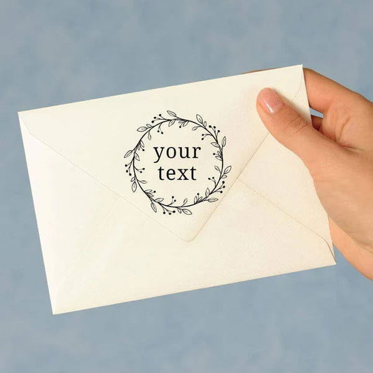 Personalized Vine Border Self Inking Stamp for Wedding - 5 Color Options - DigiVirt