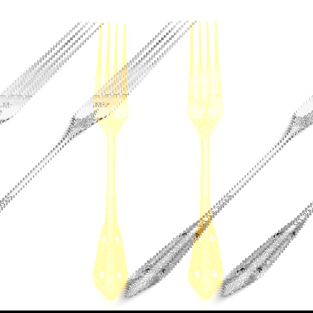 Personalized Vintage Forks Anniversary Wedding Engagement Gift for Couple Set of 2 - DigiVirt
