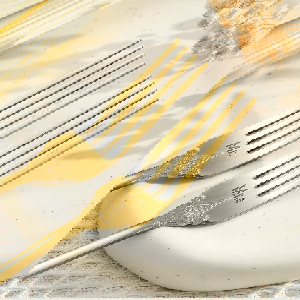 Personalized Vintage Forks Anniversary Wedding Engagement Gift for Couple Set of 2 - DigiVirt