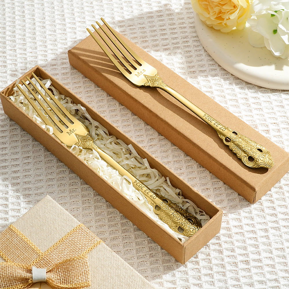 Personalized Vintage Forks Anniversary Wedding Engagement Gift for Couple Set of 2 - DigiVirt