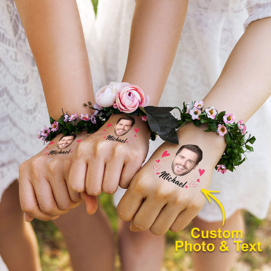 Personalized Waterproof Temporary Face Photo Tattoo Stickers with Name Set of 15 Bachelorette Party Birthday Wedding Favors - DigiVirt