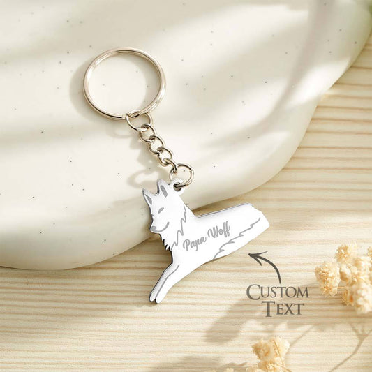 Personalized Wolf Keychain with Engraved Family Names Gift for Family - DigiVirt