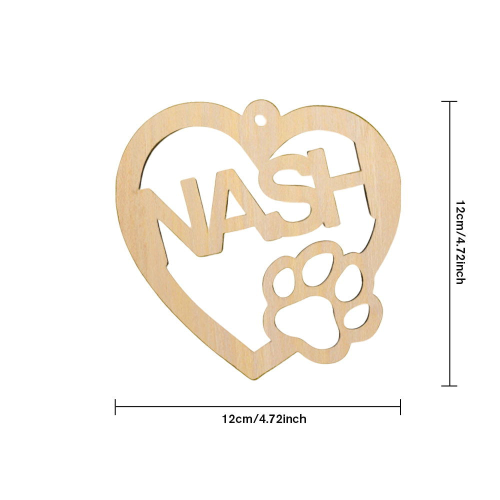 Personalized Wood Heart Dog Paw Name Christmas Ornament - DigiVirt