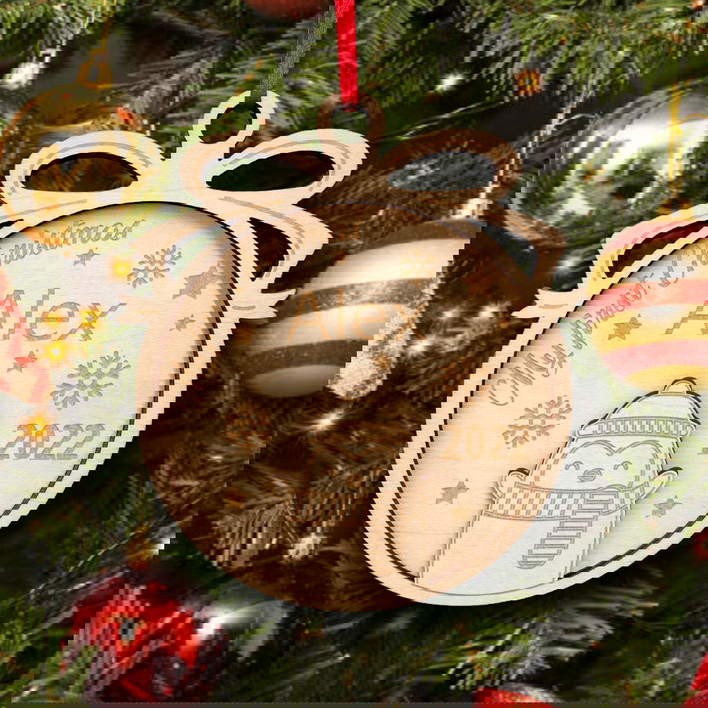 Personalized Wooden Cute Animals My first Christmas Ornament Holiday Gift for Kids Family - DigiVirt