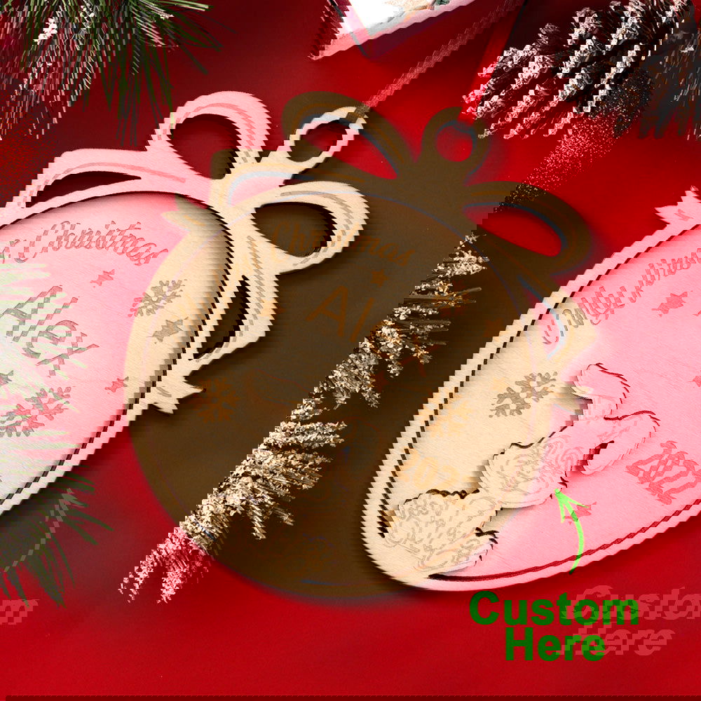 Personalized Wooden Cute Animals My first Christmas Ornament Holiday Gift for Kids Family - DigiVirt