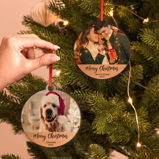 Personalized Wooden Photo Christmas Ornaments Holiday Gift for Family - DigiVirt