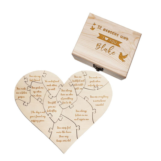 Personalized Wooden Puzzle with Box Reasons Why I Love You Unique Gift for Lover - DigiVirt