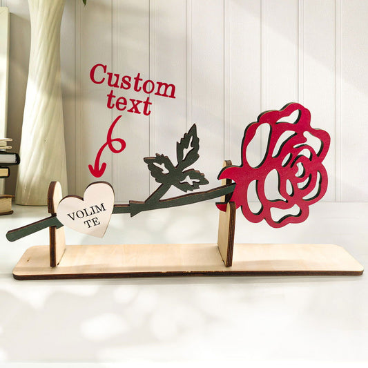 Personalized Wooden Rose Decor with Text - DigiVirt