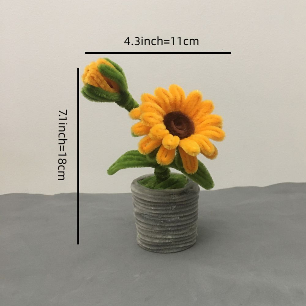 Pipe Cleaner Potted Plant Handmade Twist Stick Flowers Gift for Her or Him - DigiVirt