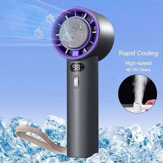 Portable Handheld Turbo Fan Cooling Semiconductor Refrigeration 3000mAh Battery Wind Speeds Adjustable Mini Personal Fan - DigiVirt