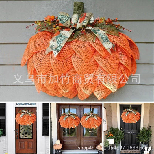 Pumpkin Door Hanger Front Pumpkin Garland Autumn Thanksgiving Rustic Vintage Halloween Courtyard Decoration - DigiVirt