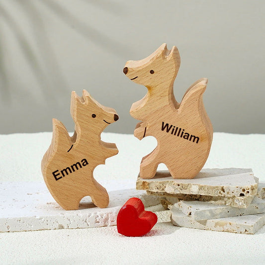 Puzzle In Legno Per Famiglie Di Volpi Con Nomi Personalizzati, Regali Per L'inaugurazione Della Casa - DigiVirt