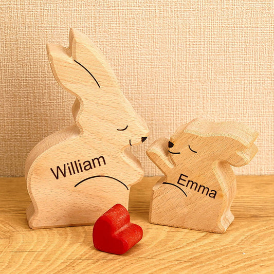 Puzzle Per Famiglie In Legno Con Conigli, Nomi Personalizzati, Regali Per L'inaugurazione Della Casa, Decorazioni Per La Casa - DigiVirt